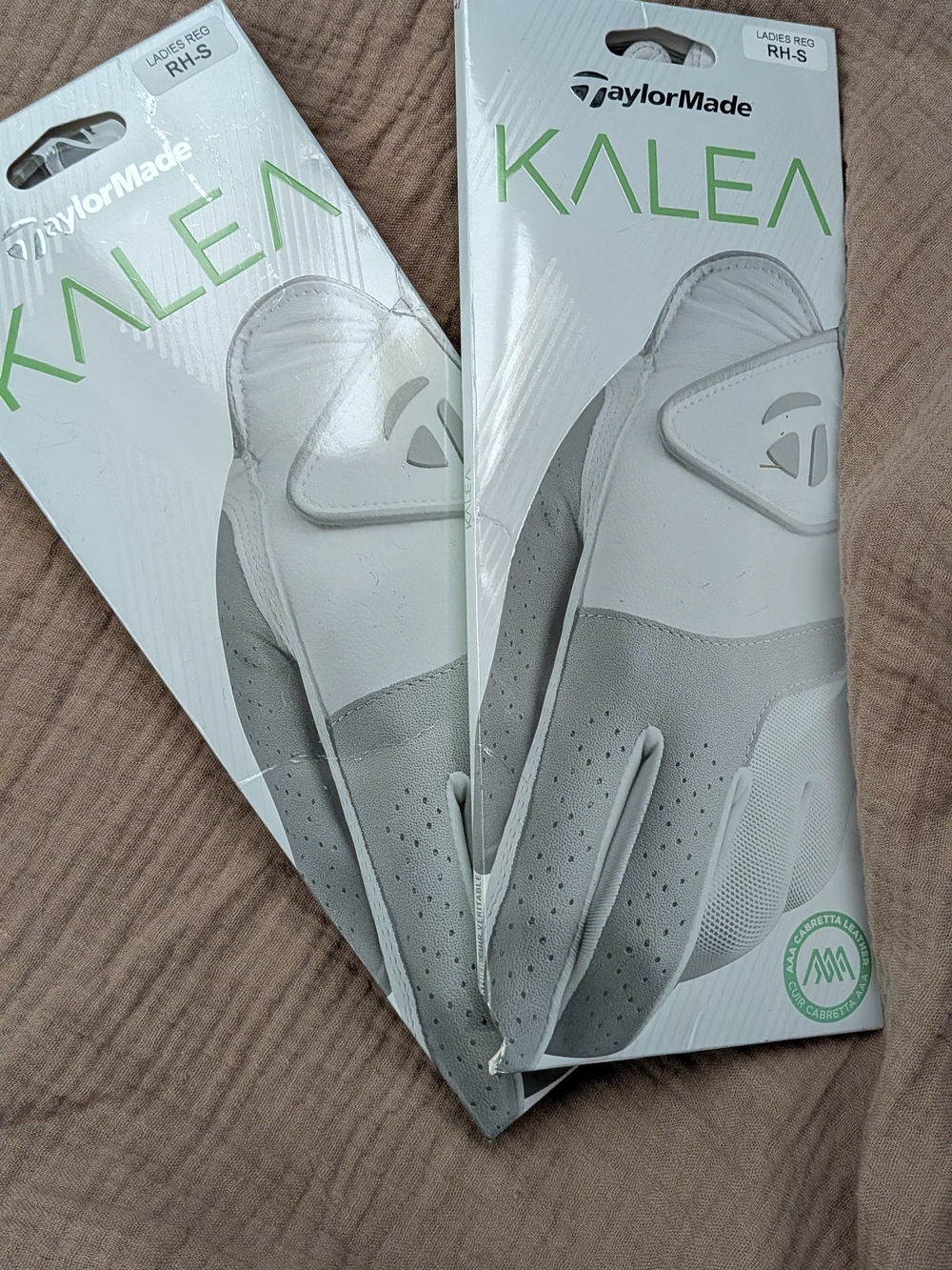 Right Handed TaylorMade Kalea Ladies Golf Glove - White & Light Gray X 2